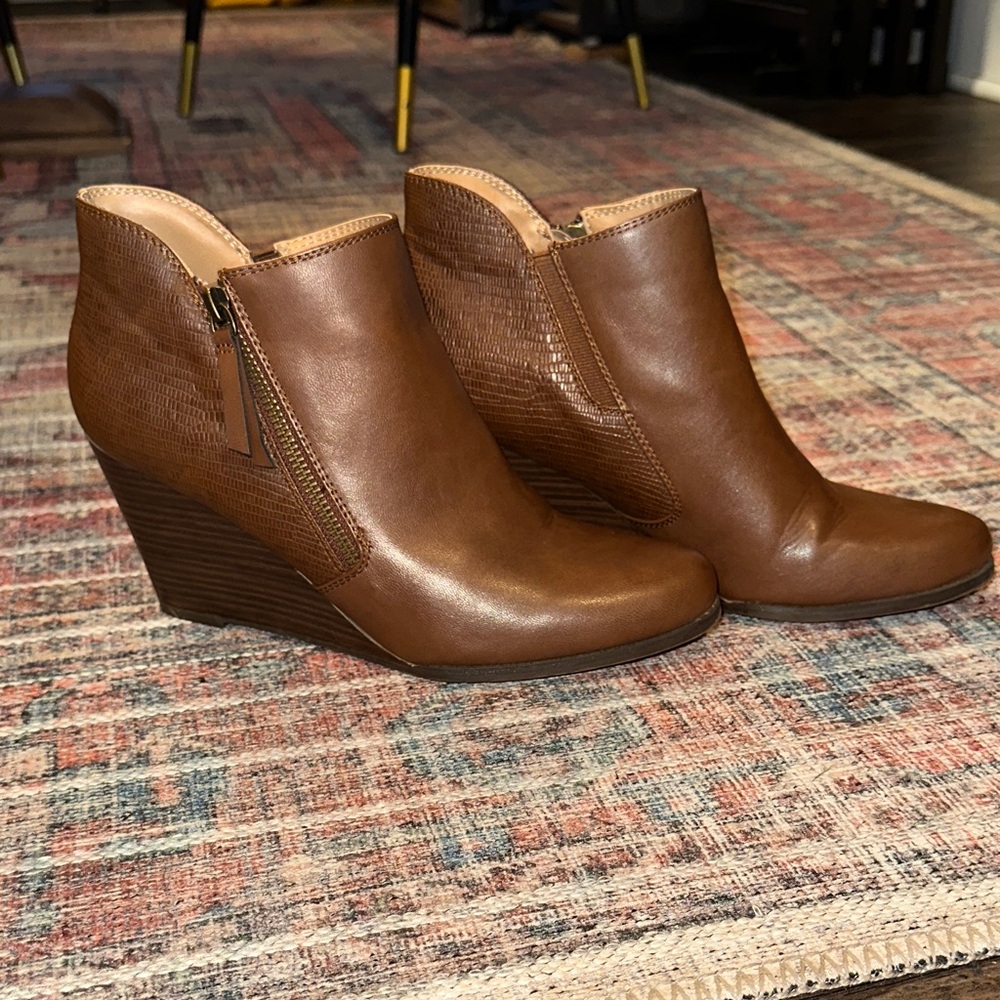 New Directions Brown Wedge Ankle Boots